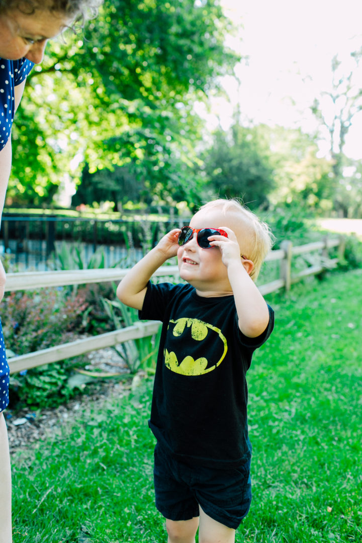 toddler wearing mom's ovvo sunglasses elizabeth park