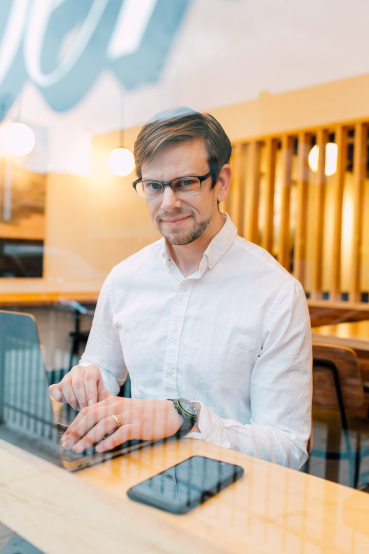 systems administrator wearing the OGI Eyewear 4807 in grey demi photographed by Katheryn Moran Photography