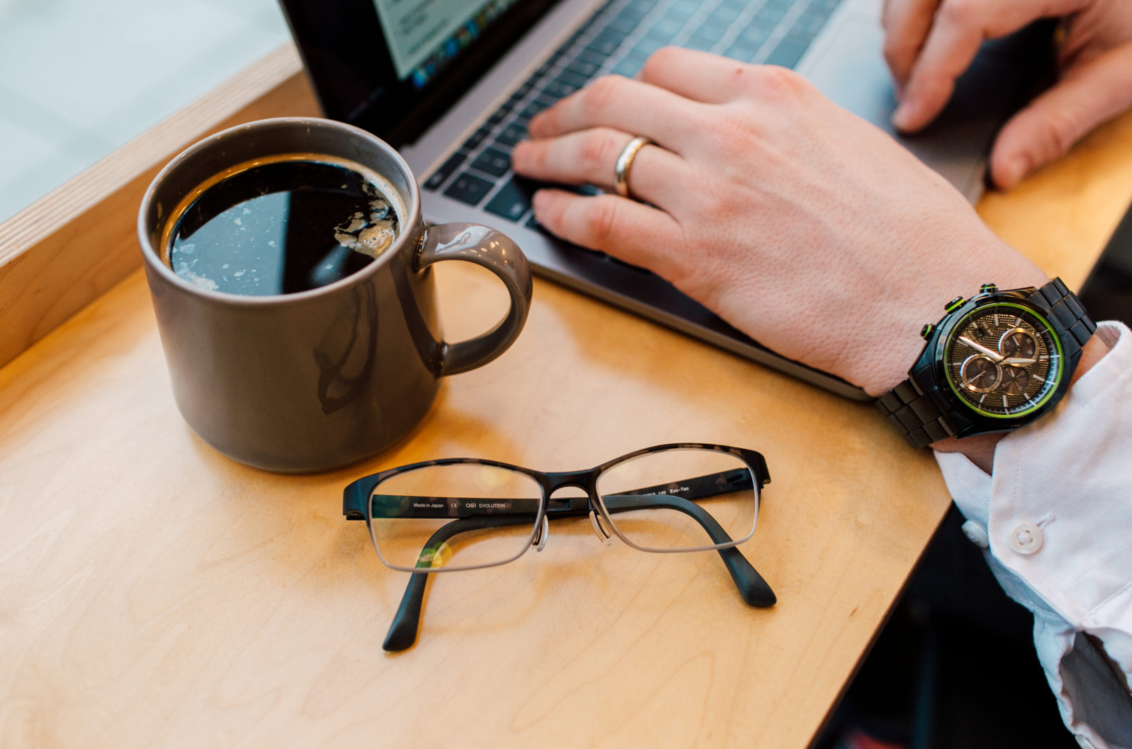 systems administrator wearing the OGI Eyewear 4807 in grey demi photographed by Katheryn Moran Photography