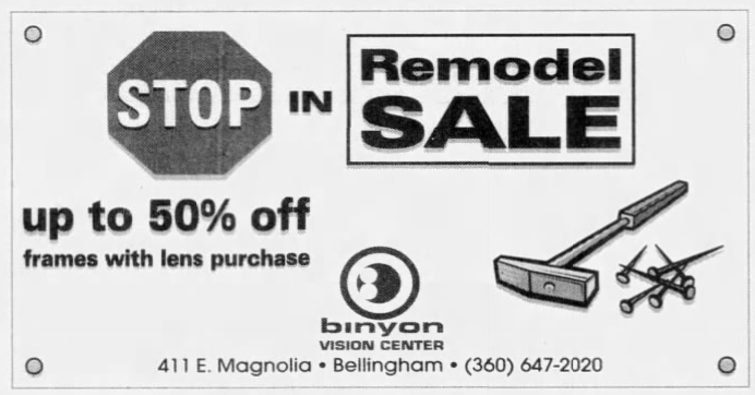 Binyon Vision Center Advertisement in the Bellingham Herald 2000's. Source: newspapers.com